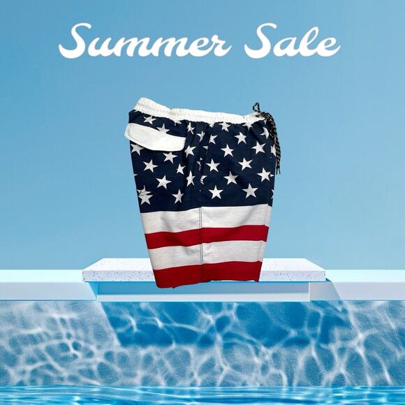 Hurley Swin Board Shorts M Red White And Blue Stars Stripes - Picture 2 of 16